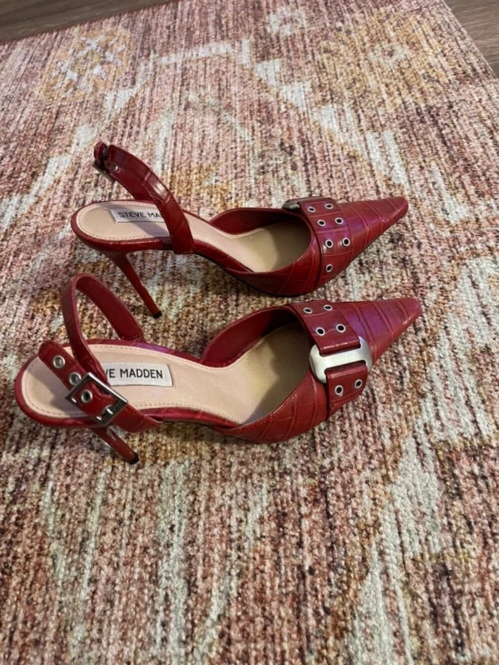 Steve Madden red faux croc heels